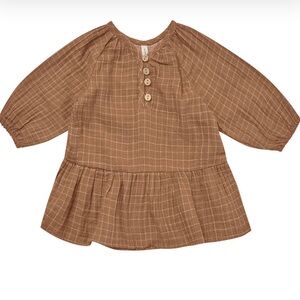 Quincy Mae Tan Checkered Kids Blouse